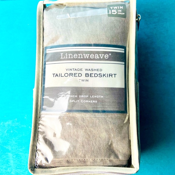 Linen Weave Twin BedSkirt , Gray 15 Inch Drop - Picture 2 of 6